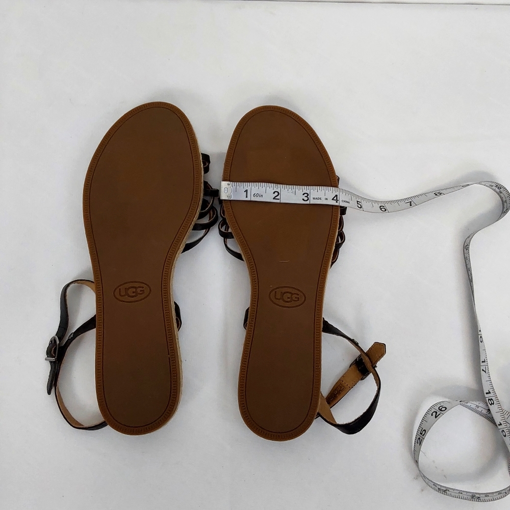 UGG Black Woven Strappy Leather Ankle Strap Sandals NWOB - Picture 11 of 11